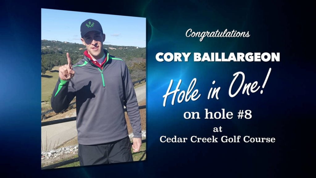 Cory Baillargeon Alamo City Golf Trail Hole in One